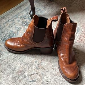 Frye Brown Leather Chelsea Ankle Boots